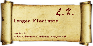 Langer Klarissza névjegykártya